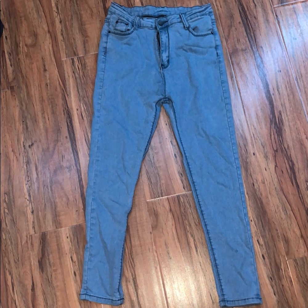 Light blue mid rise jeans